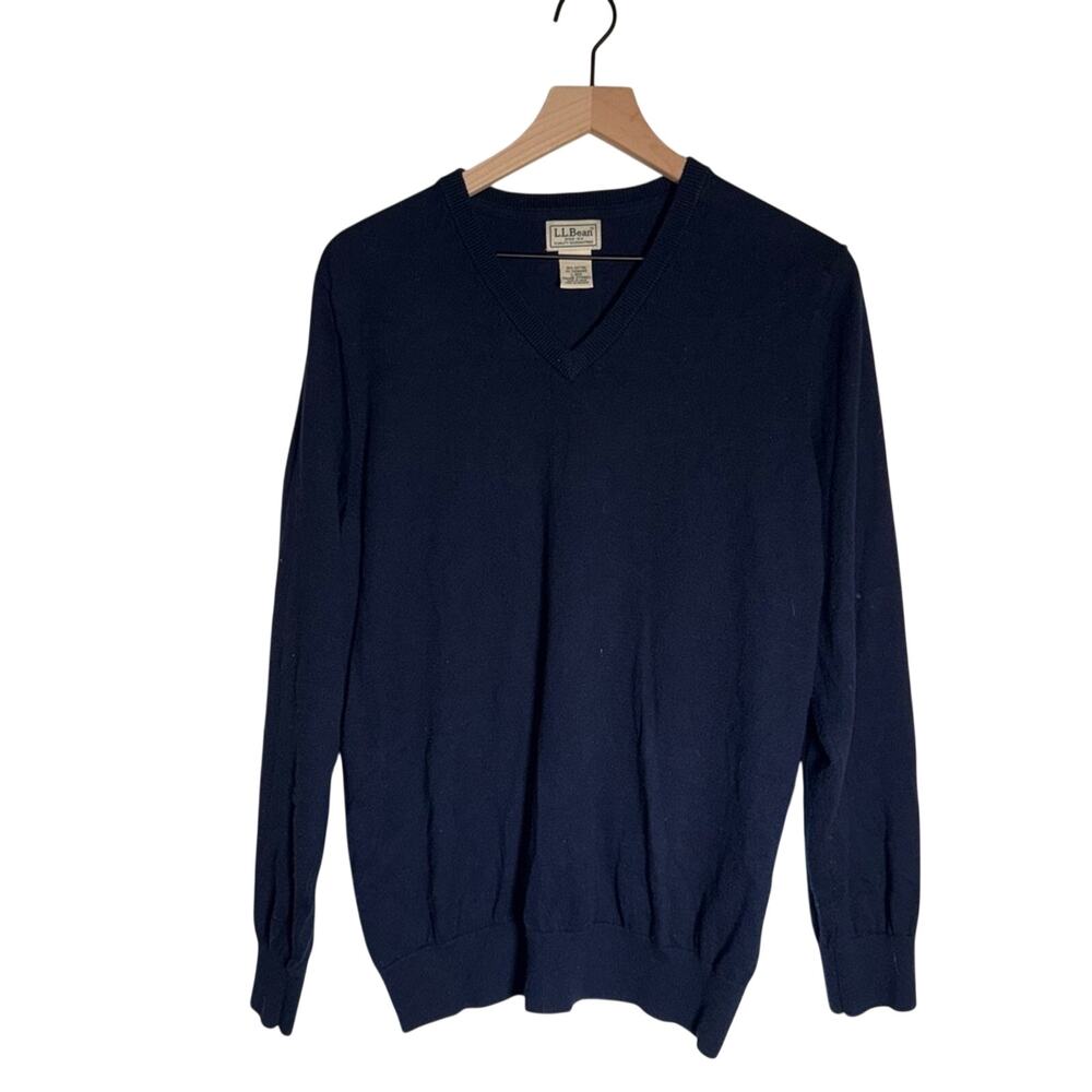 VINTAGE L.L. BEAN classic east coast 90s cashmere blend preppy v neck sweater L